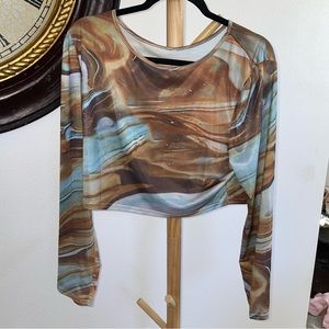 Plus Size Long Sleeve Crop Top